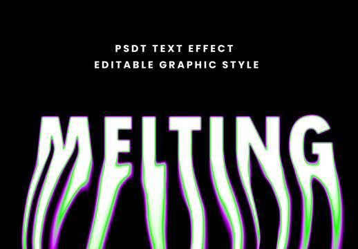 White And Green Melting Font Psychedelic Distorted Text Effect