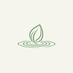 Obraz premium Leaf gently resting on water logo design, symbolizing purity and serenity.