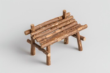 Natural wood inspired bench replica high resolution picture