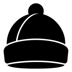 Black Silhouette Beanie Vector on White Background