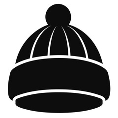 Black Silhouette Beanie Vector on White Background