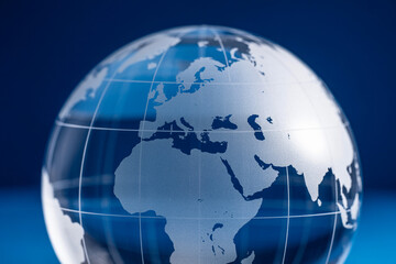 Fototapeta premium Glass world globe map europe africa asia continents geography earth global travel business international