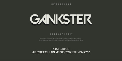 GANKSTER Abstract minimal modern alphabet fonts. Typography technology vector illustration
