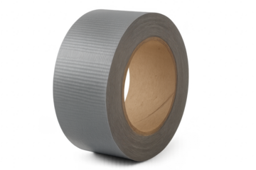 Roll of gray duct tape on transparent background