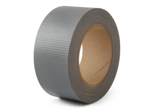 Roll of gray duct tape on transparent background