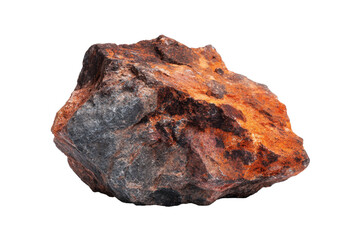 Isolated Weathered Iron Ore Rock on Transparent Background