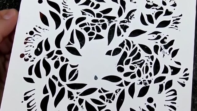 Black and white patterned stencil