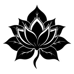 Fototapeta premium Mystic Petal Bloom Black Silhouette Vector Illustration on White Background