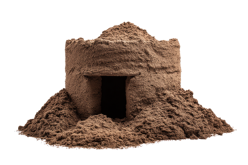 Isolated Mud Hut Model on Transparent Background