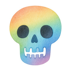 Fototapeta premium PNG Colorful watercolor skull illustration.