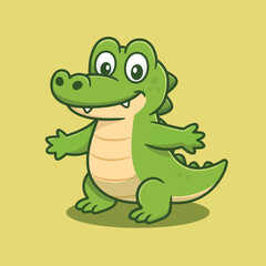 cartoon a crocodile on flat design good for sticker standing