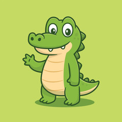 Obraz premium cute cartoon a crocodile. adorable cartoon crocodile flat design