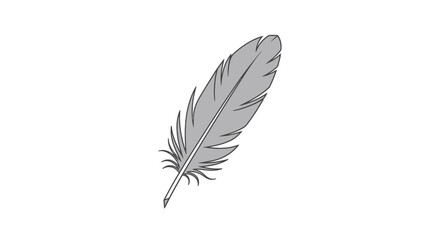 Detailed illustration of a single gray feather on a white background.