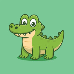 adorable cute cartoon animal. cartoon crocodile simple design.