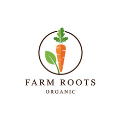Farm Roots Organic logo featuring a carrot and leaves.