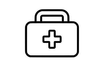 Obraz premium Isolated black outline icon of a first aid kit 
