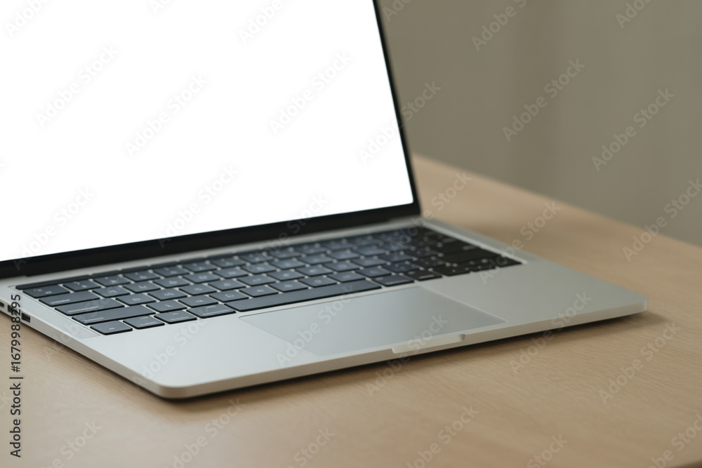 Poster laptop computer mockup with blank screen for website or application presentation and digital marketi