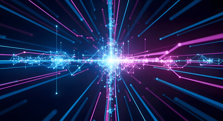 Abstract Technology Network with Glowing Nodes