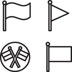 World Flags Outline Icons Set Minimal Black Line Vector Collection of National Symbols
