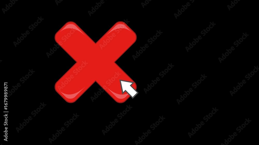 Poster video animation click cancel reject cross button digital, on a transparent background with alpha cha