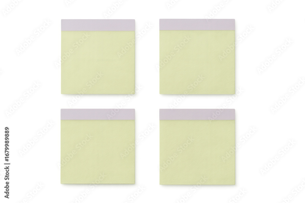 Poster yellow sticky notes positioned transparently, displaying blank surfaces for brainstorming, planning,