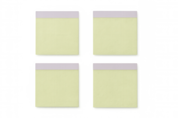 Yellow sticky notes positioned transparently, displaying blank surfaces for brainstorming, planning, and organizing daily tasks efficiently