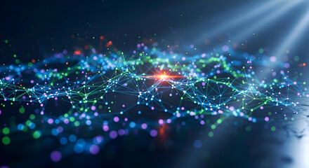 Abstract Technology Network with Glowing Nodes