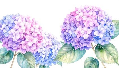 Watercolor hydrangea blossoms