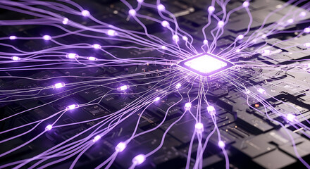 Quantum Computing Processor with Glowing Light Trails