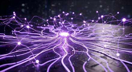 Abstract Neural Network with Glowing Nodes and Connections