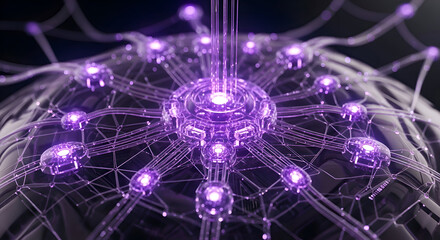 Intricate Futuristic Technology Node with Purple Light