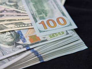 Stacks of United States Dollar Bills Close-Up Display