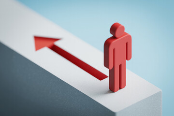 Career growth success path concept with red figure and arrow for business and personal development planning