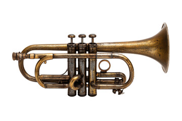 Fototapeta premium Antique Brass Cornet on Transparent Background