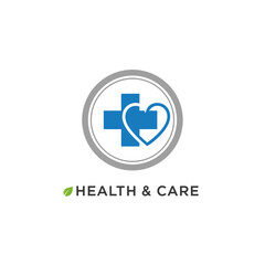 A logo design featuring a medical cross and heart, symbolizing health and care.
