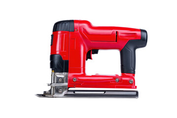 Fototapeta premium Red Nail Gun Power Tool on Transparent Background