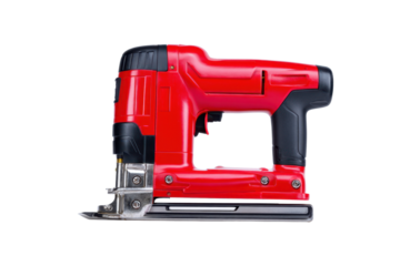 Red Nail Gun Power Tool on Transparent Background