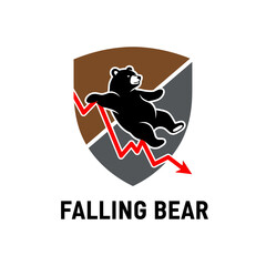Falling Bear Market Logo.  Illustrates market downturn.