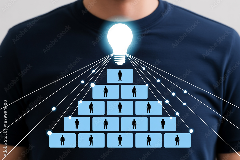 Poster ideas leadership hierarchy team structure lightbulb innovation collaboration network connection conc
