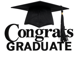 Graduation Cap with “Congrats Graduate” Text, modern typography, isolated on transparent background