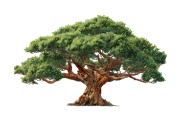 Majestic ancient broadleaf tree on transparent background