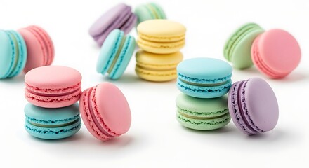 Obraz premium Colorful assortment of delicious macarons, perfect for a sweet treat