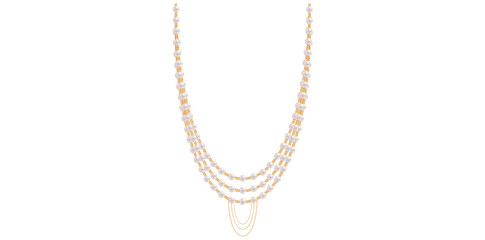 Layered Pearl Chain Necklace Antique Jewelry Vector Illustration.