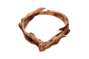 Driftwood Neck Ring - Natural Wooden Wreath on Transparent