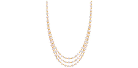 Layered Pearl Chain Necklace Antique Jewelry Vector Illustration.