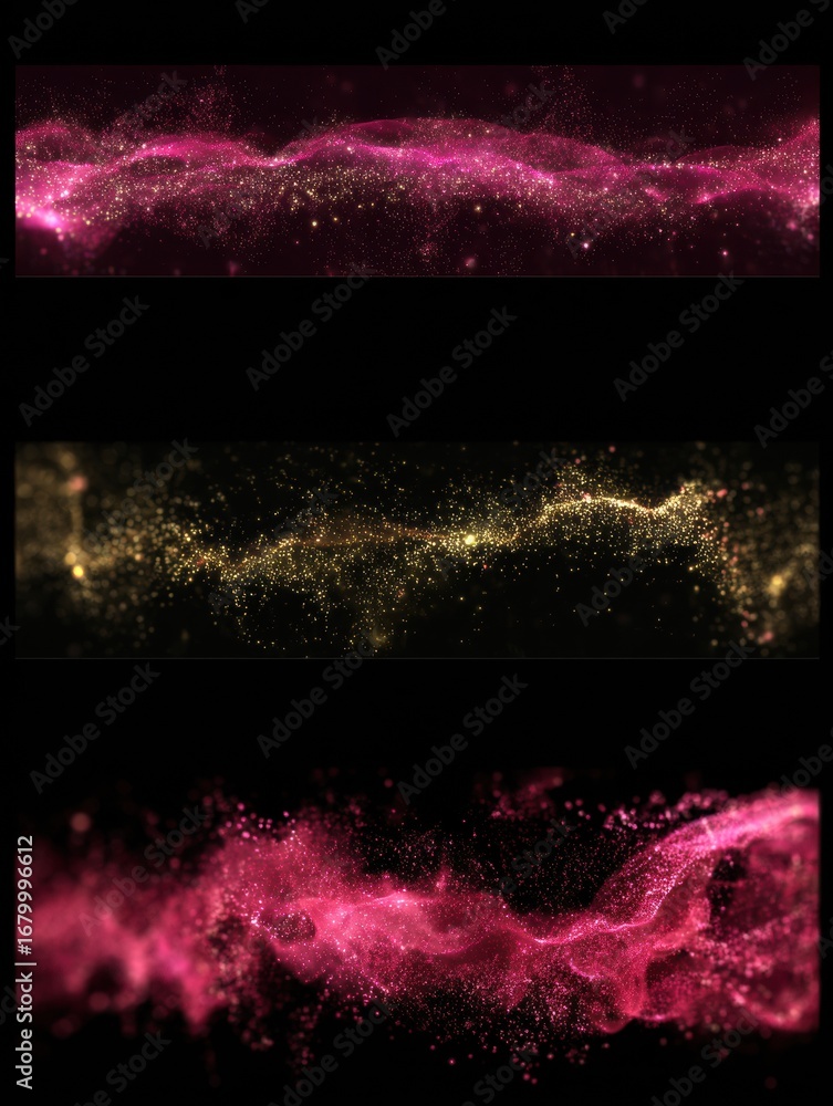 Aufkleber colorful abstract wave pattern with pink and gold hues creating a dynamic visual display in a dark b