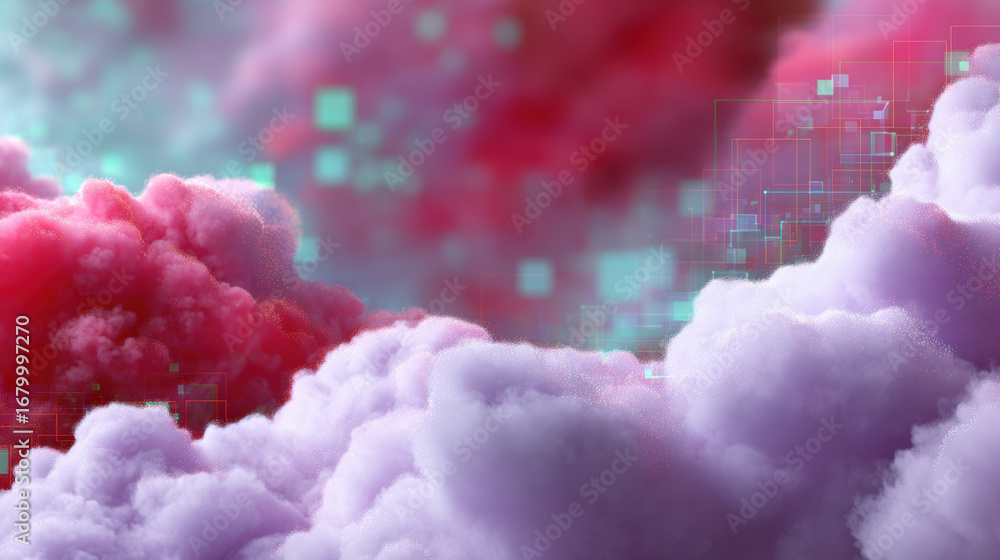 Poster futuristic abstract cloud computing technology shows data network concept. digital transformation ba