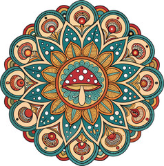 love pattern mushroom mandala design