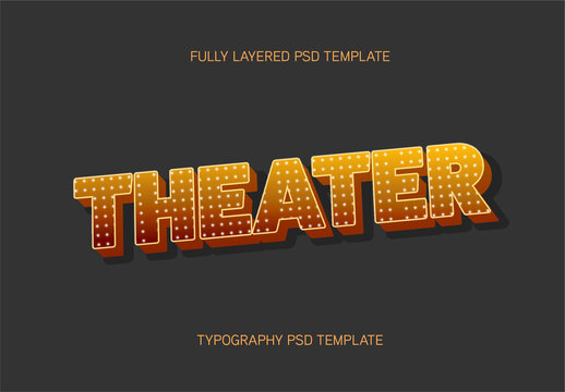 Orange And Yellow Vintage Cabaret Font Theater Lights Text Effect