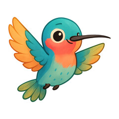 Obraz premium PNG Colorful cartoon hummingbird illustration.